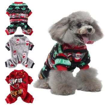 Vánoční Tisk Psí Kombinéza Pet Pyžamo Štěně Oblečení pro Malé Psy Čivava, Pomeranian Oblečení Kombinézy Psí Oblečení 2023