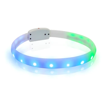 LED Barevné Světlo Obojek, Řezatelné, Nepromokavé, Dobíjecí USB Obojek, V Noci Bezpečné, Měkké Silikonové Prsten