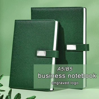 (Logo Mù¾e Být Vyryto) A5/B5 Spona Obchodní Kožené Notebook, Setkání Studentů Minut, Poznámkový Blok, Deník, Výňatek, 128 Listů