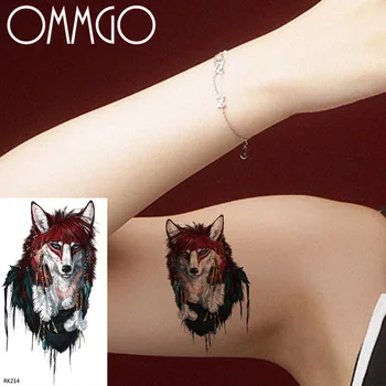 Akvarel Cool Wolf Dočasné Tetování Nálepka Pro Muže, Ženy, Chlapce Tělo Umění Rameno Zadní Falešné Tetování Vodotěsné Tetování Papíru Vložit