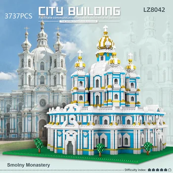 Svět Slavné Historie, Architektura Micro Diamond Block Smolny Nanobricks Hračka Rusko Saint Petersburg Stavební Cihly