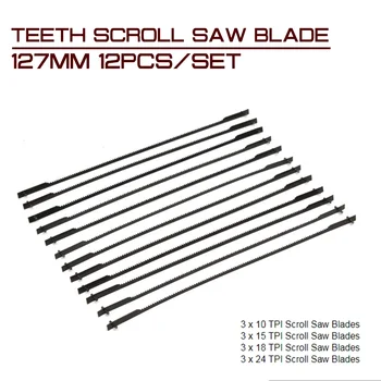 12ks/set 127mm Zuby Scroll Viděl Blade Dřevozpracující elektrické Nářadí, Příslušenství Black pro Řezání Dřeva