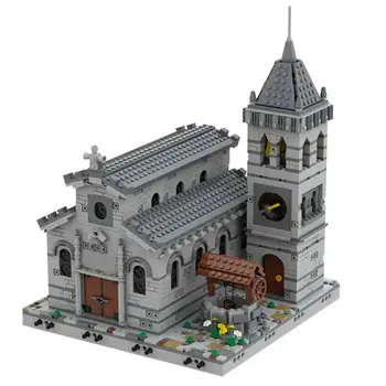 Středověký Kostel Modulární Model 2085 s Interiér Budovy Hračky Nastavit MOC Stavět