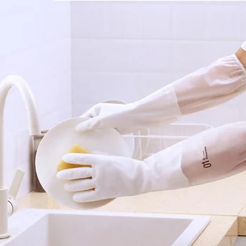 Vodotěsné Gumové Rukavice na Mytí nádobí Bílé Dlouhé Multi-použití Praní prádla, Úklid Kuchyně Trvanlivé Domácí práce Mytí nádobí Nástroje