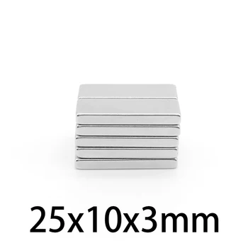 25X10X3mm Náměstí Super Silné Magnetické Magnety 25mmX10mm Permanentní Neodymové 25x10x3 Blok Magnet 25*10*3 mm