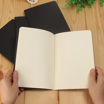 4ks A5 jednobarevné notebook černá karta prázdná karta vnitřní strana Poznámkový blok ruku uzel obrázková kniha dítě skica návrhu kniha