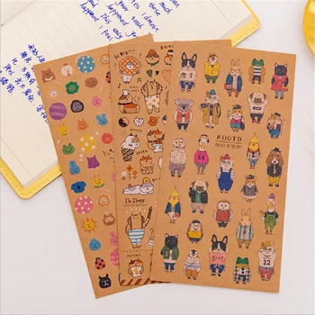 1pack/lot Japonský Papír Kraft Kočka Dekorace Pro Deník Scrapbooking lepicí Papír Papírnictví Samolepky