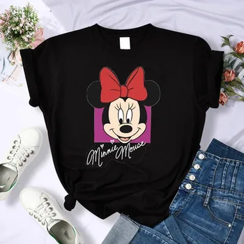 Roztomilé Tričko Minnie dětské tričko Kawaii Disney Tričko Mickey Mouse Anime Karikatury Ležérní Vintage Oblečení Ženy Top Tee