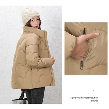 Nové Módní Korejský Volné Podzim Zimní Bundy Ženy Krátký Kabát Tlusté S Kapucí Bavlna Polstrované Bundy Kabáty Ženy Vynosit U142