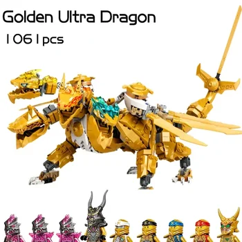 Nová Série Ninja Lloyd Golden Ultra Dragon Stavební Bloky, Čtyřhlavý Drak Mech Údaje Cihly Hračky Pro Děti Dárky 71774