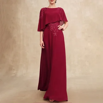 2023 Elegantní Půl Rukávy Šaty Pro Matku Svatby Plášť Formální Šaty Lištování Zip Vestidos De Ocasión Formales