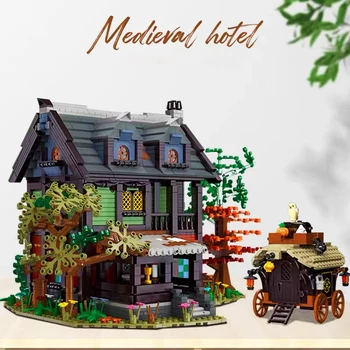Street View, Město Středověké Inn Stavební Blok Riverside Učenci Dům Modulární Model Cihly Hračky Pro Dítě Dárek K Narozeninám