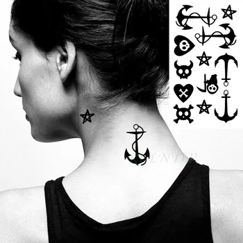 Vodotěsný Dočasné Tetování Samolepky Loď, Kotva, Lebka Hvězdy falešné Tatto Flash Tetování Tatouage Straně Zadní Nohy pro Dívky Ženy Muži