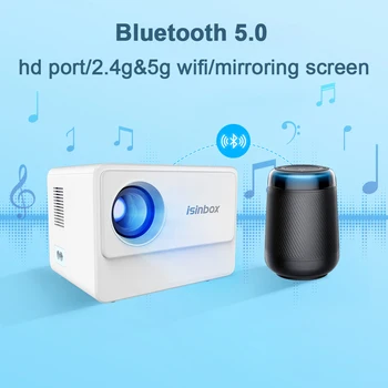 ISINBOX Projektor Andriod 9.0 5G WIFI Bluetooth Samrt Přenosné Projektory K11 HD PortTV Podpora 1080P Video Domácí Kino, Divadlo
