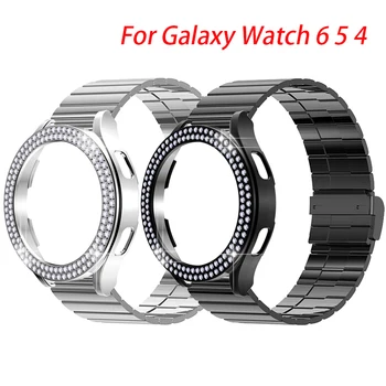 Popruh, Pouzdro protector pro Samsung Galaxy Hodinky 6 5 4 40 mm 44 mm Kovový Náramek Diamond Kryt pro Galaxy Watch 4 5 6 40mm 44mm Kapely