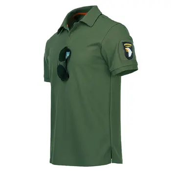 Taktické T-Shirt Vojenské Armády Bojové Klopě Krátký Rukáv Muži Rychlé Suché Letní Horolezecký Výcvik Ležérní Posilovna Sportovní T Košile