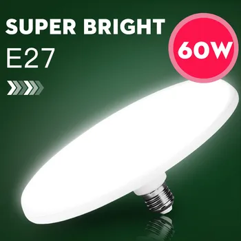 E27 LED Žárovka 220v Led Lampa 15/20/30/40/50/60W Reflektor UFO Žárovky Pro Domácí Osvětlení Kuchyně Obývací Pokoj, High Power Žárovka