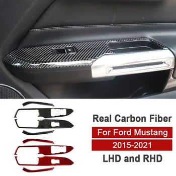 2ks Okno Auta Zvedání Spínač Ovládání Dekorace Kryt Střihu pro Ford Mustang 2015-2021 Auto Příslušenství, z Uhlíkových Vláken