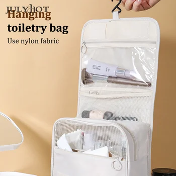 1 ks Přenosný Cestovní Minimalistická Toaletní Taška, Kosmetické Skladování Tašky, Přenosné Oxford Twill Háček Letadlo Bag