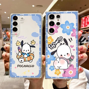 Anime Pochacco Holka Měkké Transparentní Telefon Pouzdro Pro Samsung Galaxy S23 S22 S21 Ultra S20 FE S10 S9 S8 Plus Lite 5G Telefon Případě