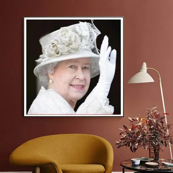 5D DIY Kamínky Diamond Malování Královna Elizabeth II Anglie Kříž Steh Vyšívací Obrázek Mozaika Vrták Obývací Pokoj Dekor