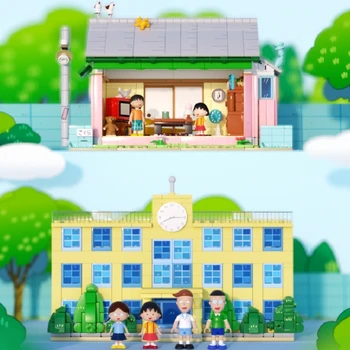 Nové Anime Chibi Maruko Série Stavebních Bloků, Obývací Pokoj Škole Modelu Sestavy Ornament Vzdělávací Hračky Dárek K Narozeninám