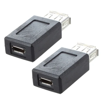 2X Černá USB 2.0 Typ A Samice Na Micro-USB B Samice Adaptér Plug Converter