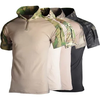 Airsoft Taktické Armády T Shirt Men Krátký Rukáv Vojenská Kamufláž Bavlněné Tričko Combat Košile Paintball Pánské Oblečení Mikina