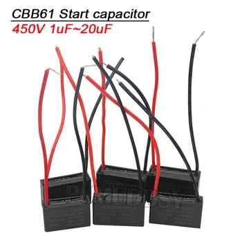 CBB61 Start Kondenzátor 450V 0.8/1/1.5/1.8/2/2.5/3/4/5/6/7/8/10/12/15/18/20UF PUMUDDSY Stropní Ventilátor Výfuku, Motor Spustit Kondenzátor CBB