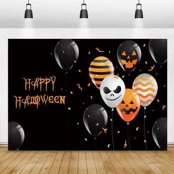 Laeacco Šťastný Halloween Party Dekor Foto Pozadí, Úšklebek Balónky Dítě Střílet Léčit nebo Trik, Fotografické Pozadí