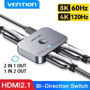 Intervence 2.1 HDMI Splitter 8K 60Hz 4K 120Hz pro TV Xiaomi Xbox Série X PS5/4 HDMI-kompatibilní Monitor, Projektor, 2.1 HDMI Switcher