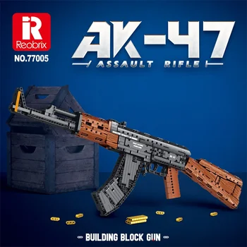 High-Tech SWAT Armáda 2. světové války Zbraně, Zbraň ruské AK-47 Útočná Puška Tech Stavební Bloky Model Kit Pf Cihly Hračky Pro Děti Dárek