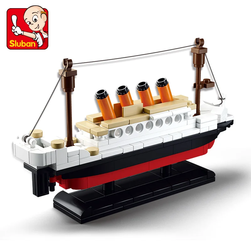 194PCS Města RMS Titanic Výletní Loď 3D Loď Model Hračky Cihly DIY Loď Přátelé Shromáždili Stavební Bloky Vzdělávací Hračky . ' - ' . 0