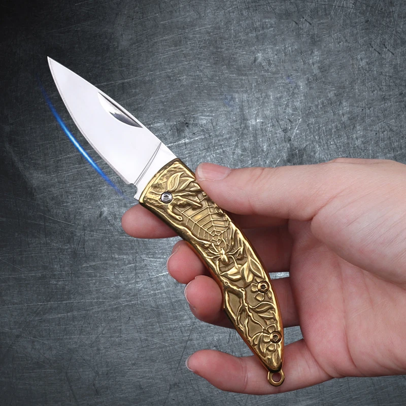 Skládací Kapesní Nože Všechny Kovové Umělecký Reliéf Pocketknives Venkovní Táboření, Přežití Nůž Z Nerezové Oceli Box Cutter . ' - ' . 2