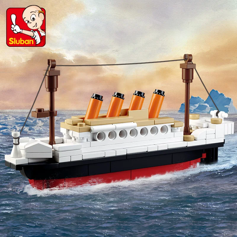 194PCS Města RMS Titanic Výletní Loď 3D Loď Model Hračky Cihly DIY Loď Přátelé Shromáždili Stavební Bloky Vzdělávací Hračky . ' - ' . 3