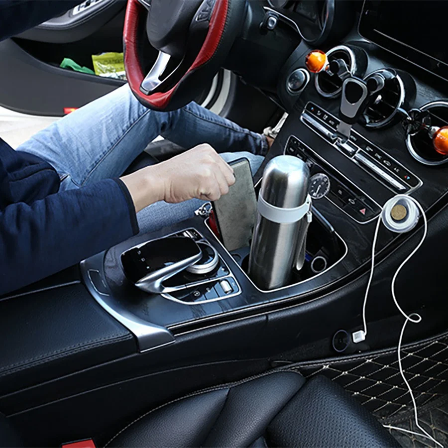Auto Centrální Ovládání Vody Držák Úložný Box Držák Telefonu pro Mercedes Benz C E GLC-Class X253 W205 . ' - ' . 3