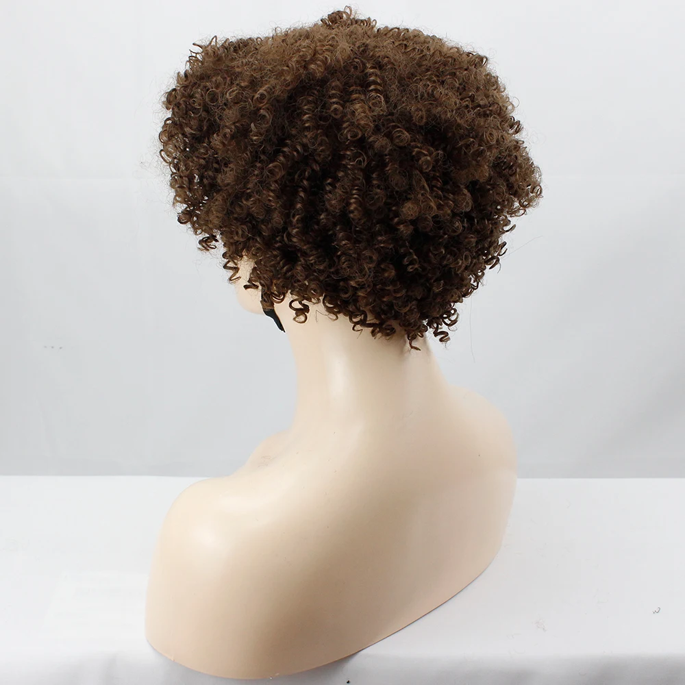 YunRong Krátké Afro Kudrnaté Paruky Pro Černé Ženy, Syntetické Perverzní Hromadné Paruka Vlasy, Vysoká Teplota Vlákna 1B 6Inches . ' - ' . 4