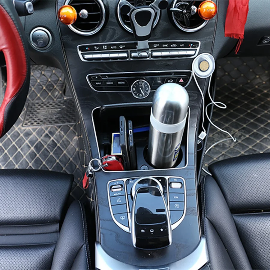 Auto Centrální Ovládání Vody Držák Úložný Box Držák Telefonu pro Mercedes Benz C E GLC-Class X253 W205 . ' - ' . 4