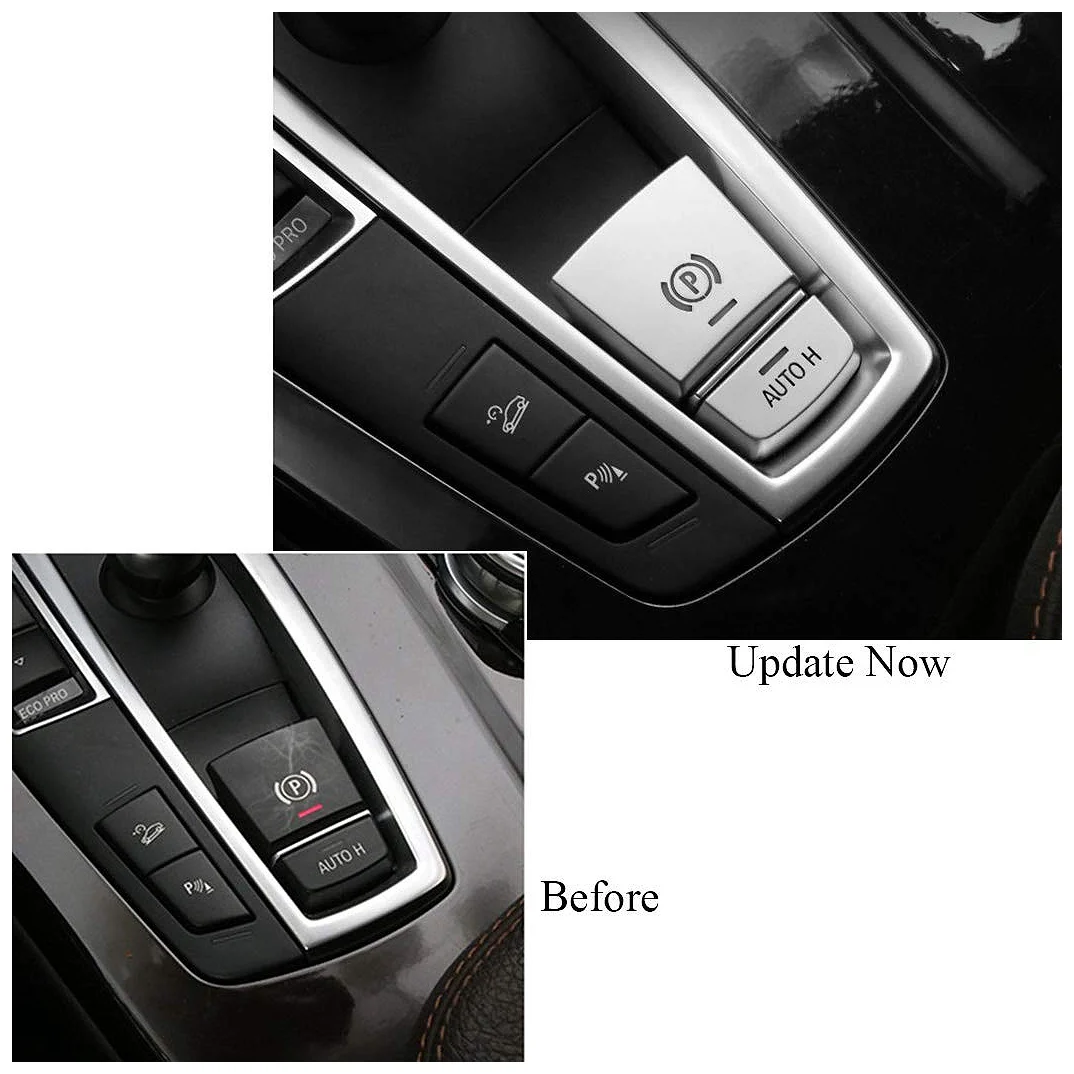 ABS Chrome Elektronické Ruční Brzdy P Tlačítko Dekorace Krytu pro BMW F10 F07 F01 X3 F25, X4 F26 F11 F06 X5 F15 X6 F16 Auto Accessori . ' - ' . 4