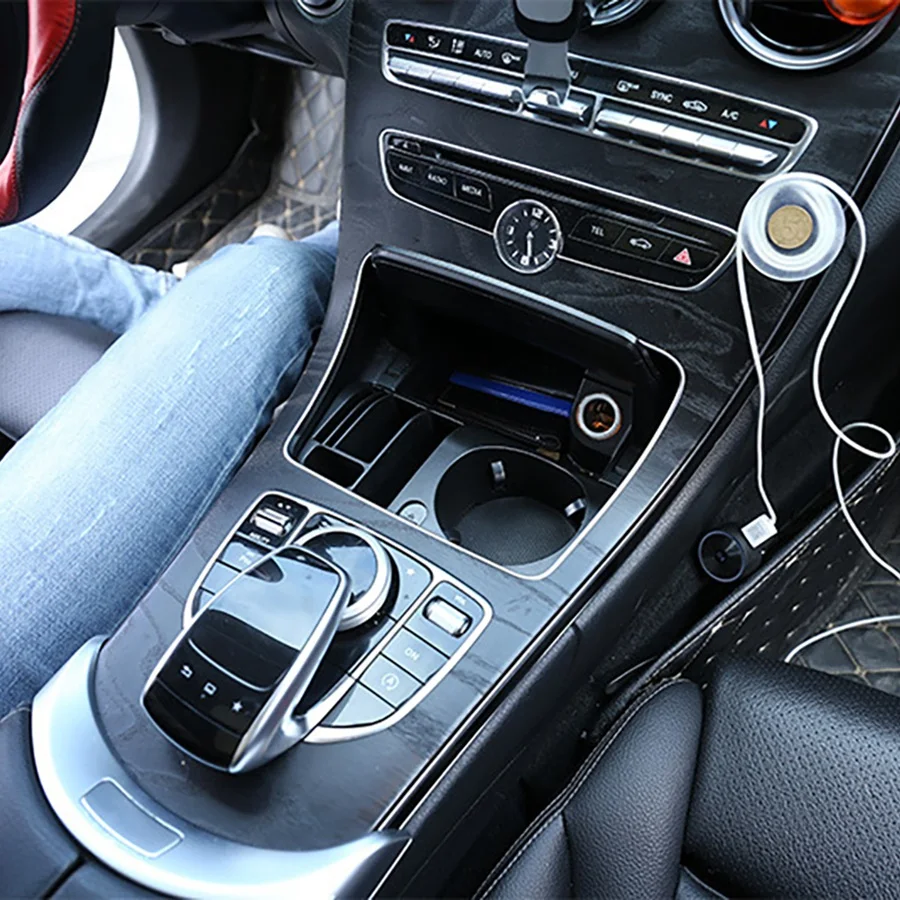 Auto Centrální Ovládání Vody Držák Úložný Box Držák Telefonu pro Mercedes Benz C E GLC-Class X253 W205 . ' - ' . 5